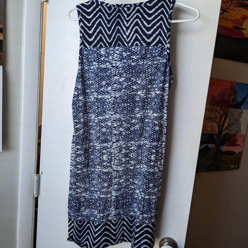 Lucky Brand Navy Blue Zig Zag Tassel Dress Size Medium - Picture 3 of 9